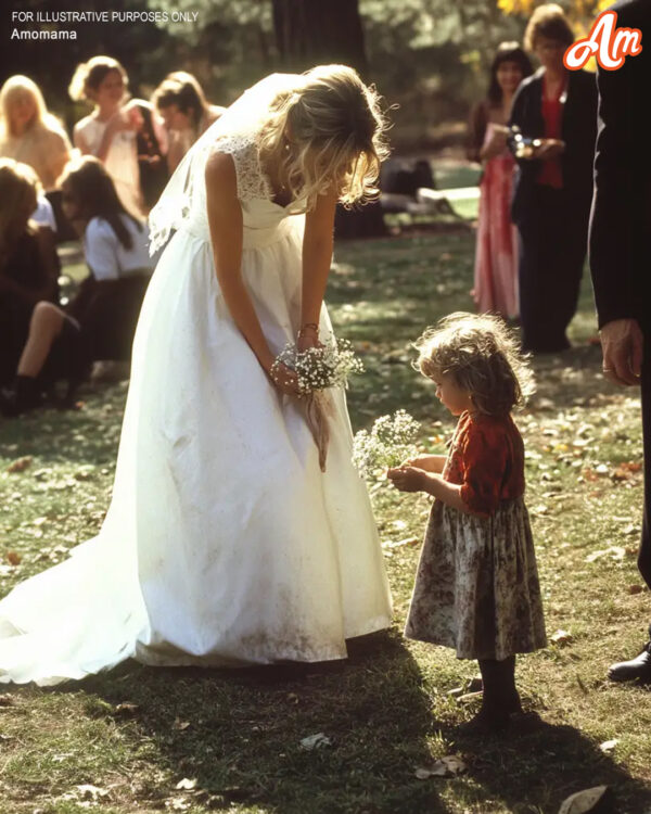 At My Wedding, a Little Girl with a Bouquet of Daisies Asked for a Coin – I Glanced at Her Hand & Stopped the Wedding