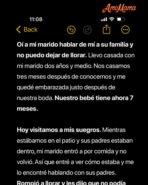 Escuché a mi marido hablar de mí con su familia y no puedo dejar de llorar