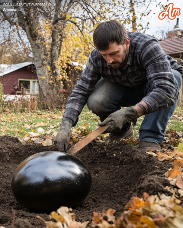Regresé temprano para sorprender a mi esposo y lo encontré enterrando un gran huevo negro en nuestro jardín. Su misterio nos acercó
