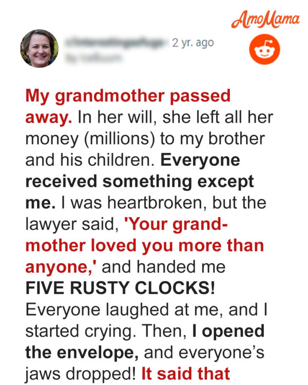 Linda Inherits Grandma’s Old Clocks & Greedy Brother Gets House, Turns Out She Got Almost $200K – Story of the Day