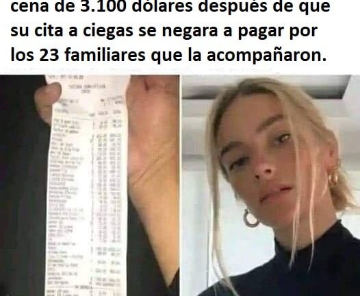 Una mujer tiene una cita a ciegas e invita a 23 familiares a cenar para poner a prueba la generosidad de su cita.