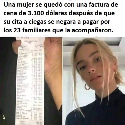 Una mujer tiene una cita a ciegas e invita a 23 familiares a cenar para poner a prueba la generosidad de su cita.