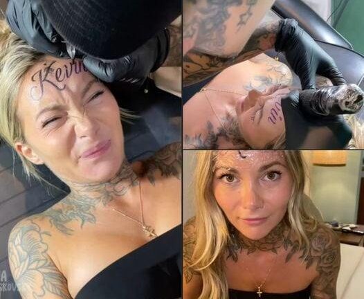 Woman defends decision to tattoo boyfriend’s name on forehead, says it’s an expression of love