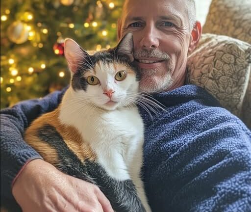 A Purr-fect Holiday: Man and His Cat Share a Heartwarming Christmas Moment