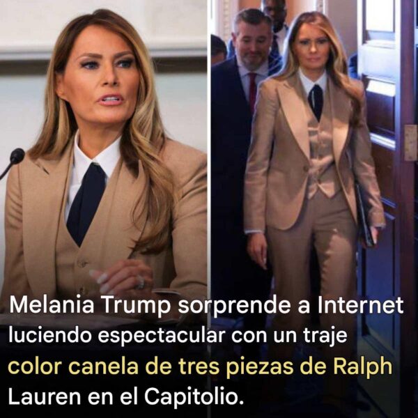 Melania Trump sorprende a Internet luciendo espectacular con un traje color canela de tres piezas de Ralph Lauren en el Capitolio.