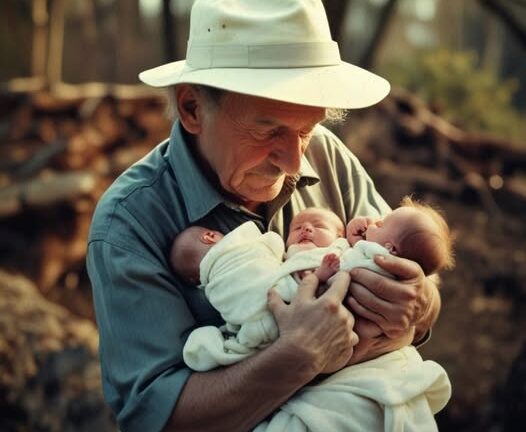 An elderly man found three abandoned babies on his farm