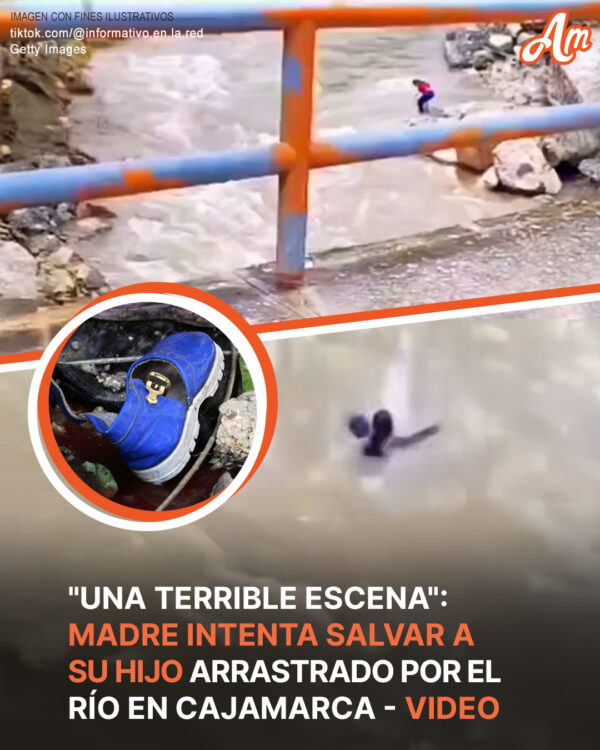 Valiente madre salta al río Chonta en Perú para salvar a su hijo — Vídeo