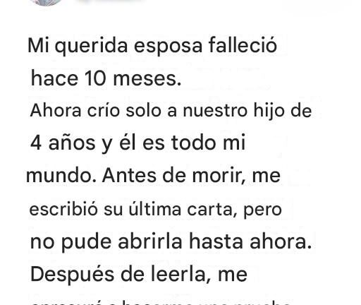 Un viudo devastado se hace una prueba de paternidad tras leer la última carta de su difunta esposa…