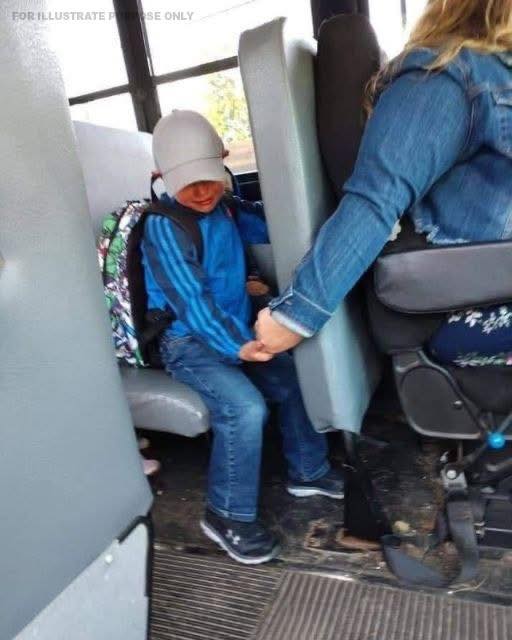 He cried every morning on the bus until a woman reached out and held him.