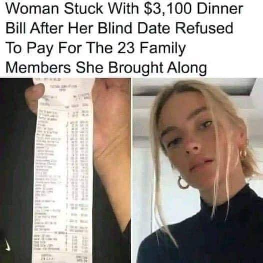 Woman takes 23 family members on blind date to test man’s generosity