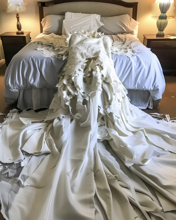 I Found My Daughter’s Wedding Dress Cut to Pieces with My Stepdaughter Standing over It – I Thought She Did It, but I Was Wrong