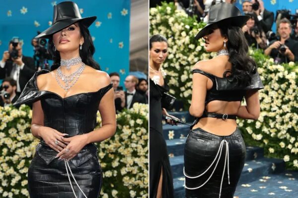 Kim Kardashian Is Dripping in Diamonds, Pearls and Head-to-Toe Leather at the 2025 Met Gala