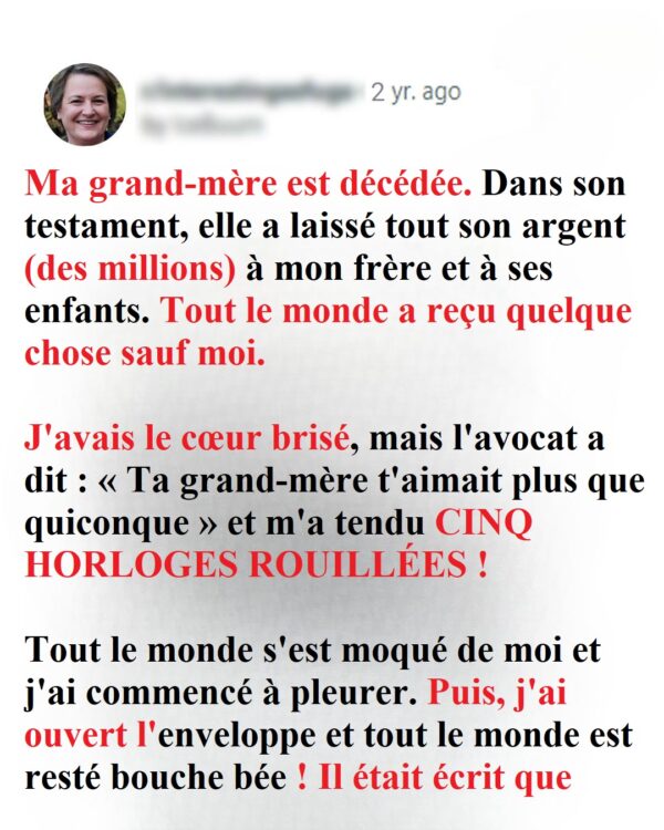 Linda hérite des vieilles horloges de sa grand-mère et son frère cupide obtient une maison, et elle a gagné près de 200 000 $ – Histoire du jour