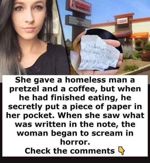 She Bought A Homeless Man A Meal But Was Shocked To Read His Note To Her