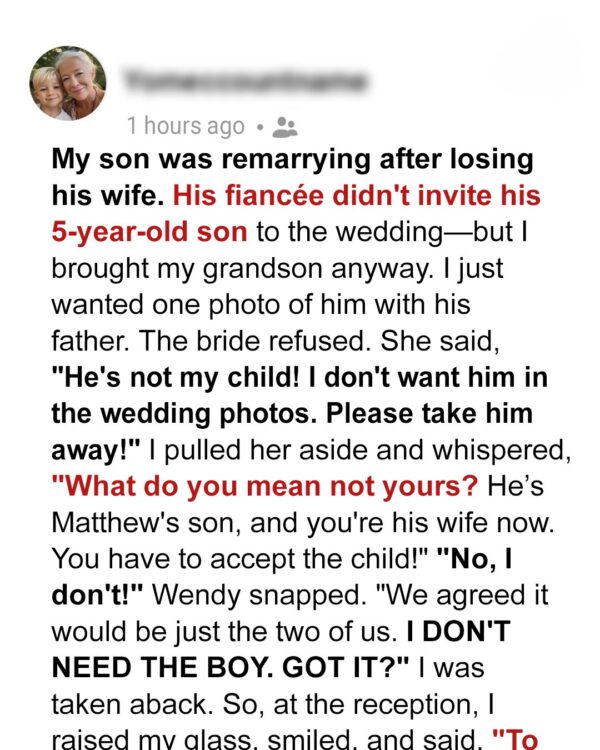 My New DIL Screamed, He Is Not My Child! and Banned My Grandson from the Wedding Photos, So I Stepped in to Show Everyone Who She Really Is