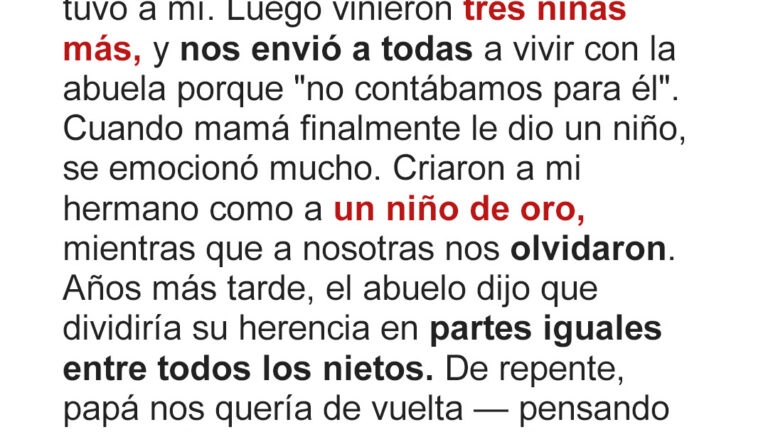 Mi padre nos envió a mí y a mis tres hermanas a vivir con nuestra abuela porque “quería un hijo” – Años más tarde, finalmente logré que se arrepintiera
