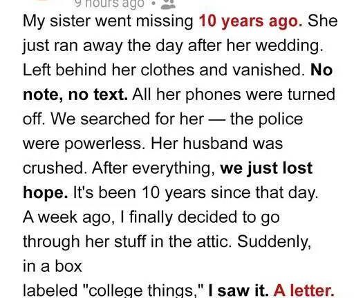 The Letter in the Attic: My Sister’s Wedding, Her Disappearance, and the Truth Ten Years Later